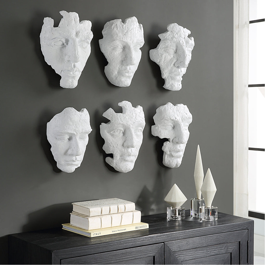 Uttermost Self-Portrait White Mask Wall Decor, 6-Piece Set