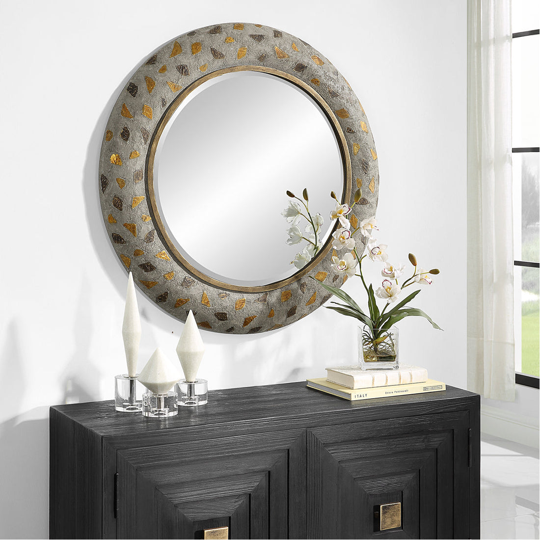 Uttermost Copper Terrazzo Round Mirror