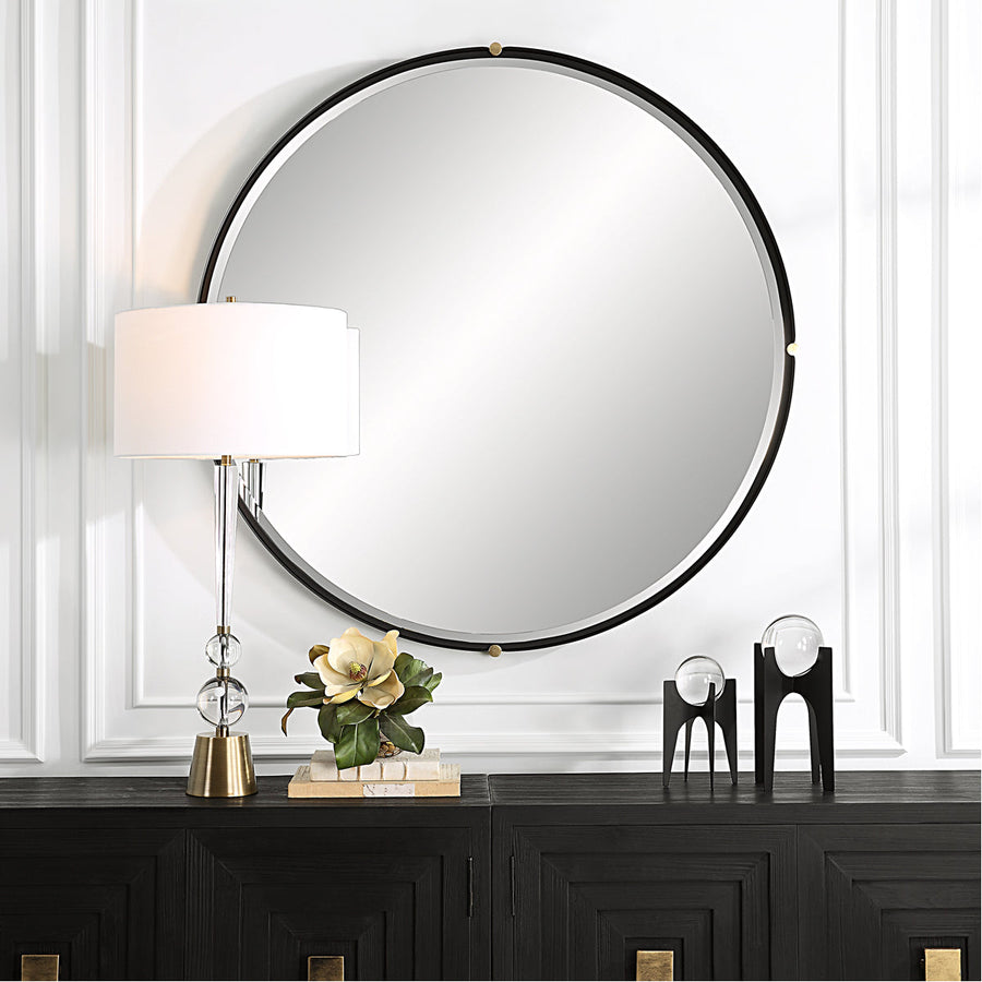 Uttermost Bonded Round Black Mirror