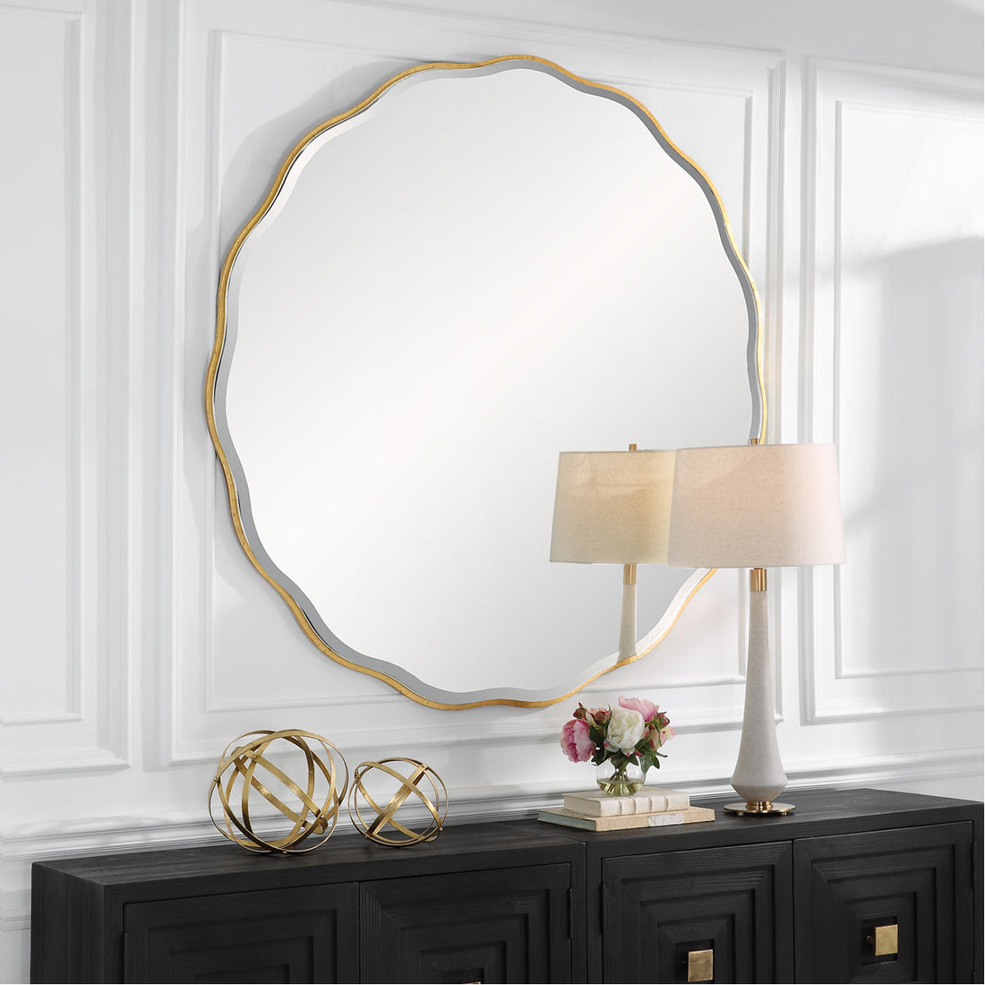 Uttermost Aneta Large Gold Round Mirror