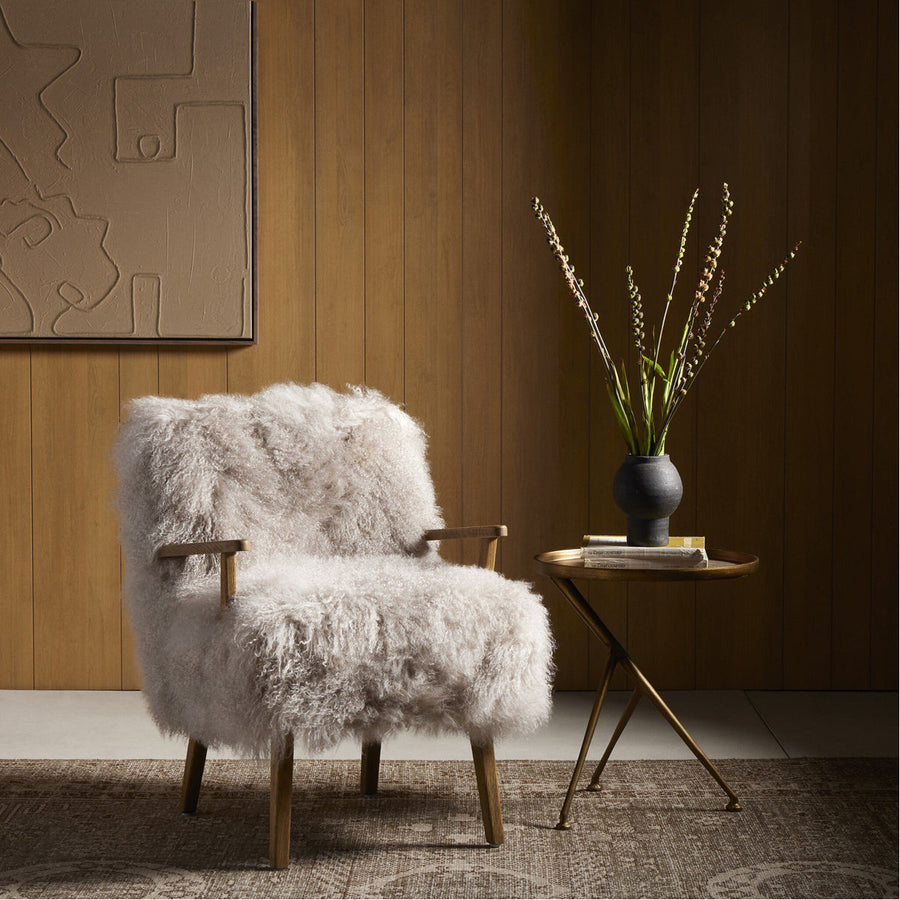 Four Hands Ashland Armchair - Taupe Mongolian Fur