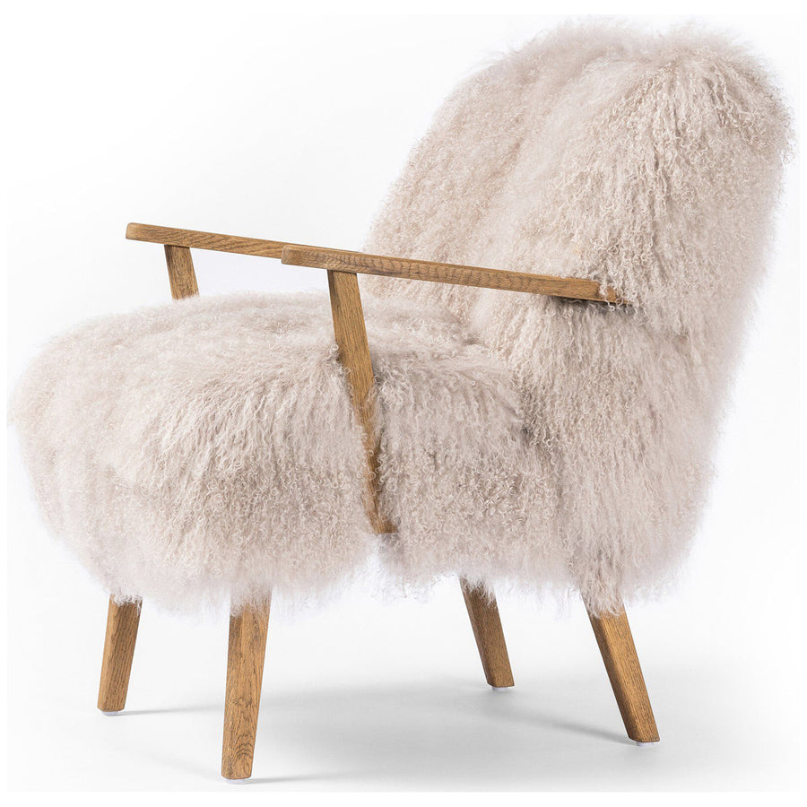 Four Hands Ashland Armchair - Taupe Mongolian Fur