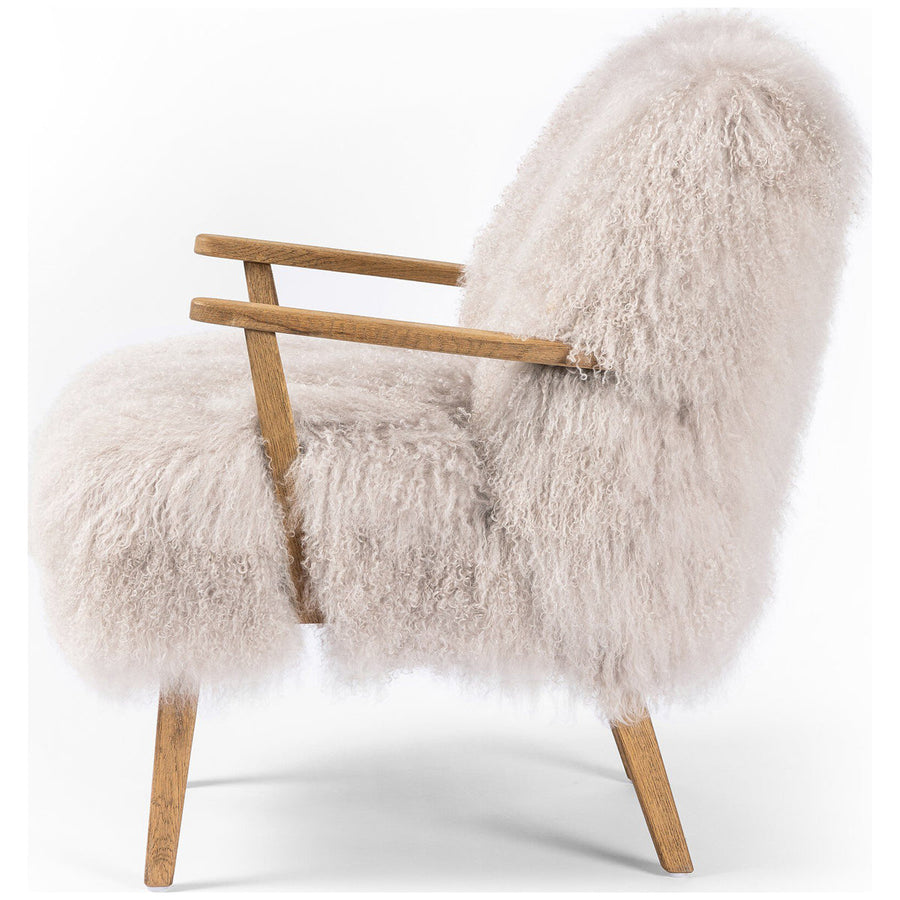 Four Hands Ashland Armchair - Taupe Mongolian Fur