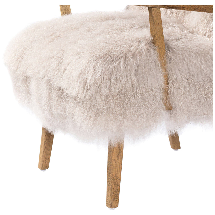 Four Hands Ashland Armchair - Taupe Mongolian Fur