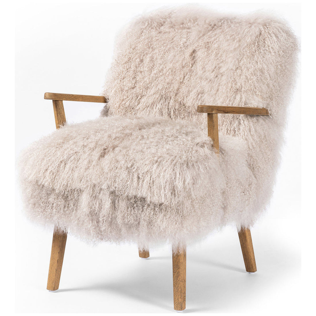 Four Hands Ashland Armchair - Taupe Mongolian Fur