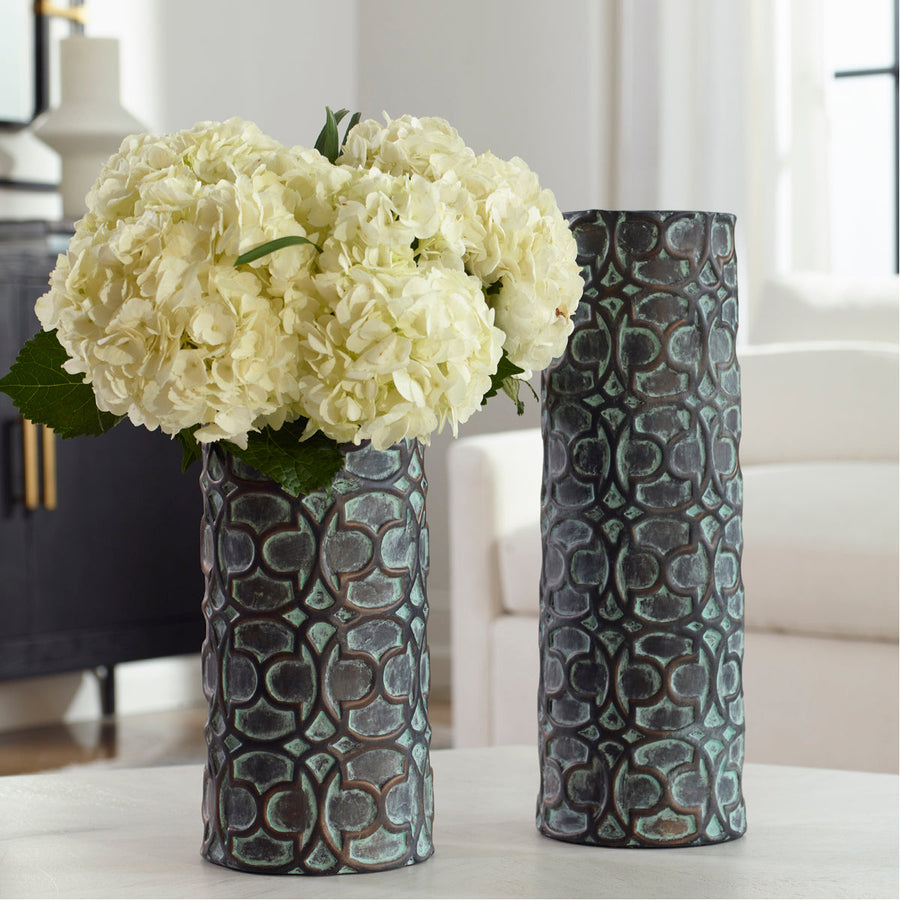 Uttermost Baltra Bronze Patina Vases, 2-Piece Set