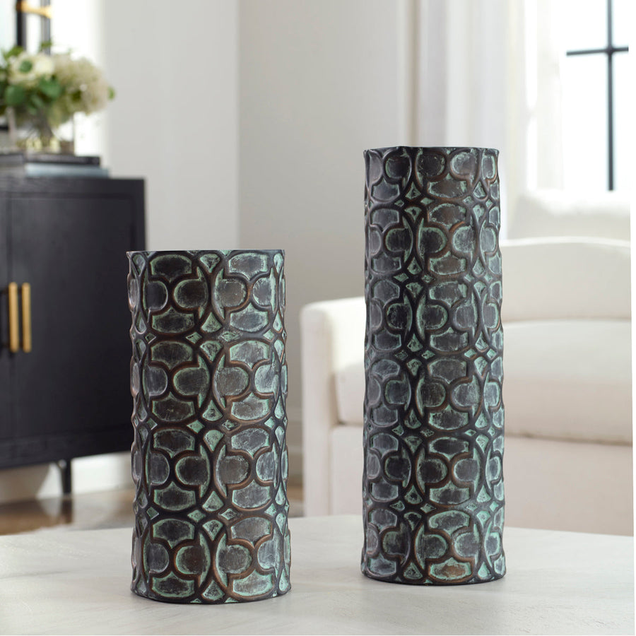 Uttermost Baltra Bronze Patina Vases, 2-Piece Set