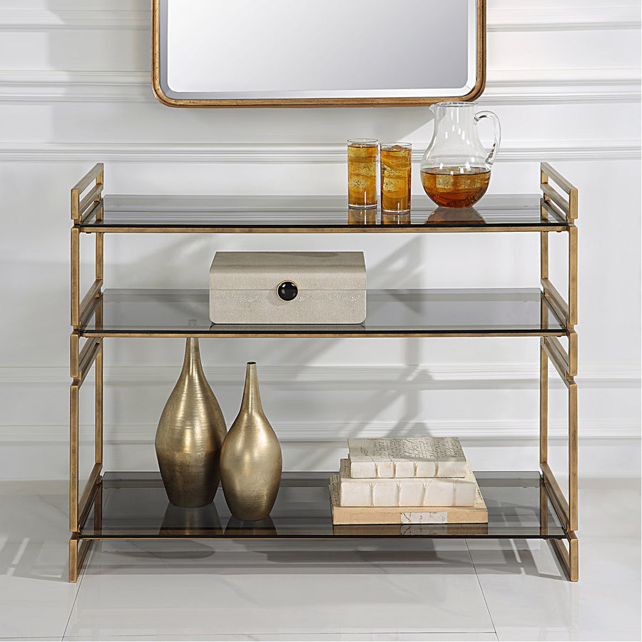 Uttermost Stacked Up Gray Glass Console Table