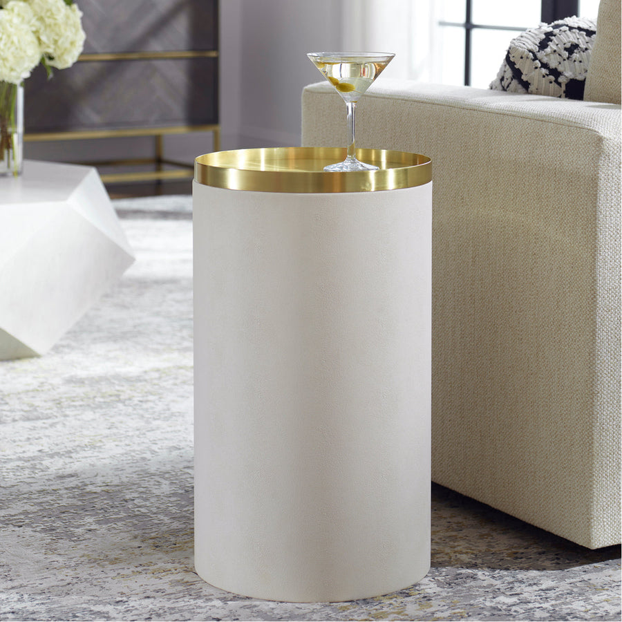 Uttermost Circuit Brass & White Accent Table