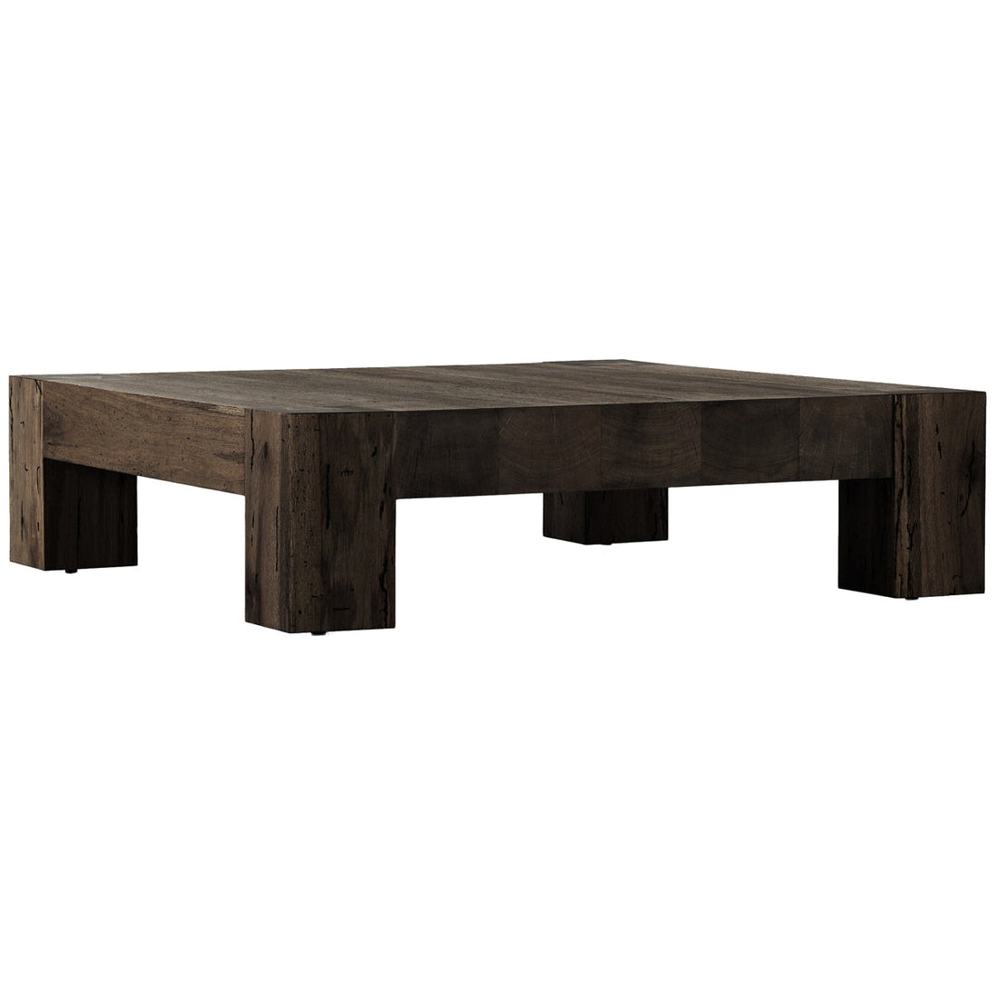 Four Hands Abaso Coffee Table - Ebony Rustic Wormwood Oak