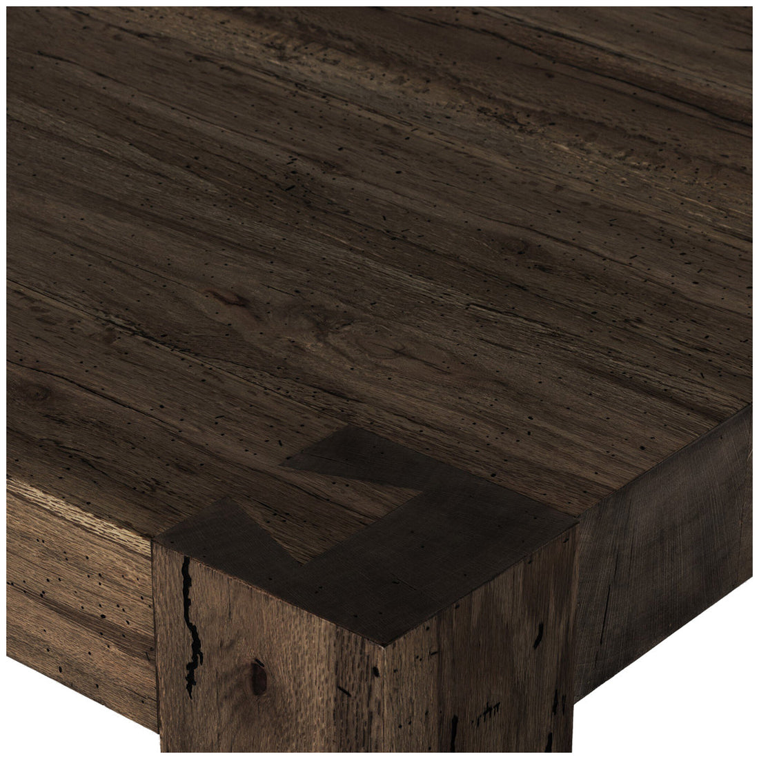 Four Hands Abaso Coffee Table - Ebony Rustic Wormwood Oak