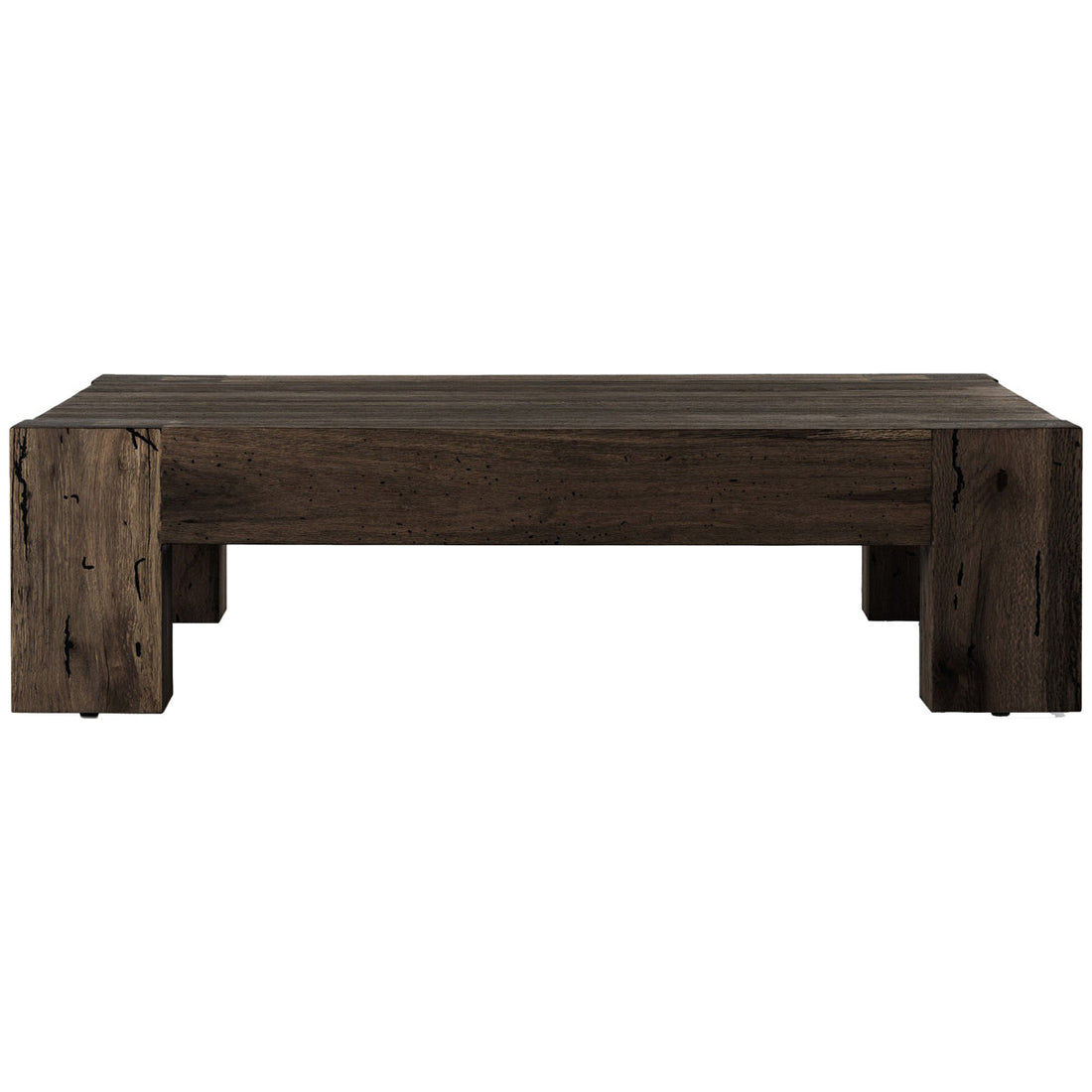 Four Hands Abaso Coffee Table - Ebony Rustic Wormwood Oak