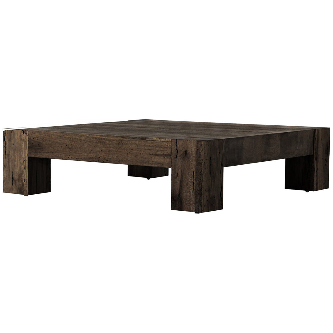 Four Hands Abaso Coffee Table - Ebony Rustic Wormwood Oak