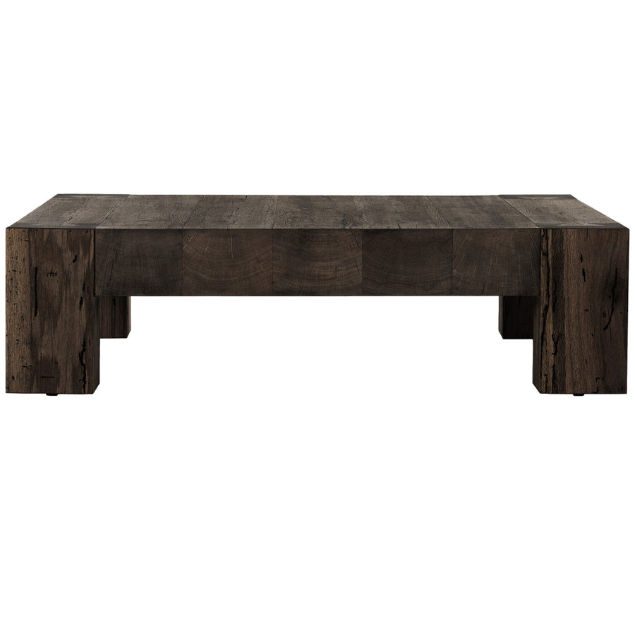 Four Hands Abaso Coffee Table - Ebony Rustic Wormwood Oak