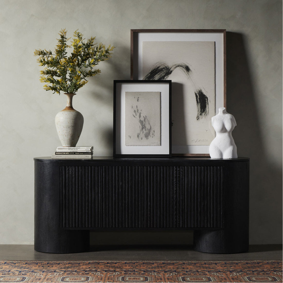 Four Hands Glenwood Giovani Media Console - Black Oak Veneer