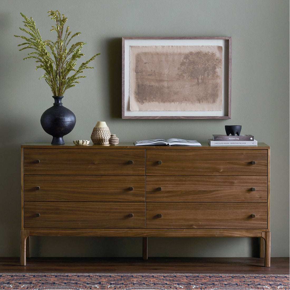 Four Hands Arturo 6-Drawer Dresser - Natural Walnut Veneer