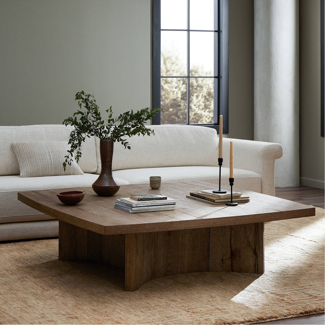 Four Hands Square Coffee Table - Rustic Oak Veneer