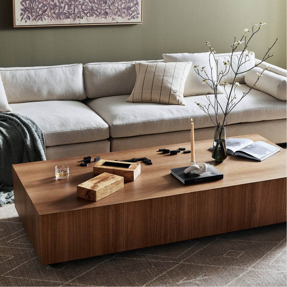 Four Hands Hudson Large Rectangular Coffee Table - Natural Yukas