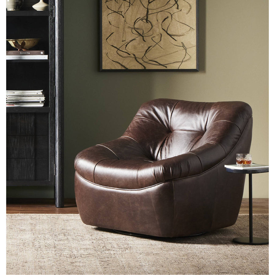 Four Hands Farley Swivel Chair - Conroe Cigar