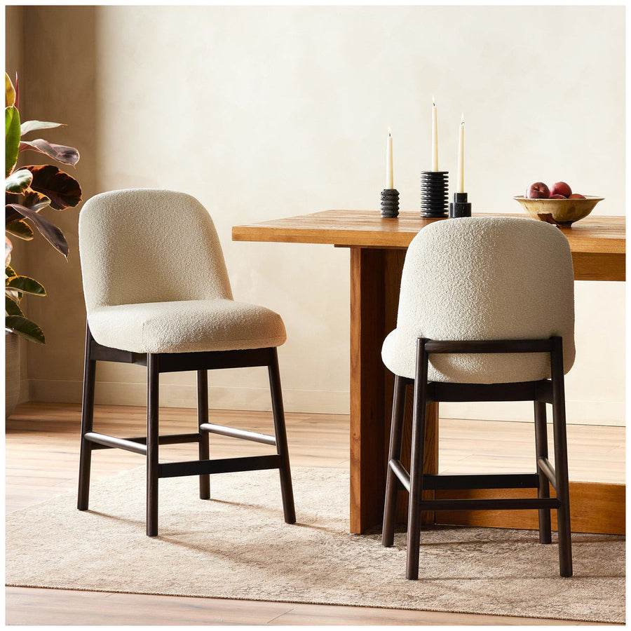 Four Hands Sora Armless Bar Stool - FIQA Boucle Cream