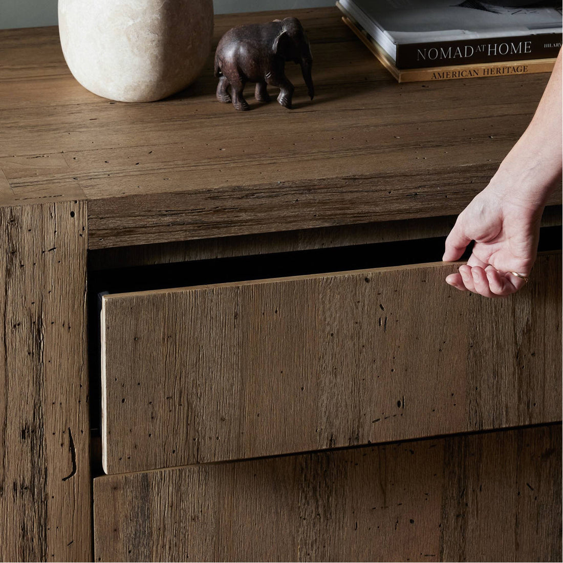 Four Hands Abaso Nightstand - Rustic Wormwood Oak