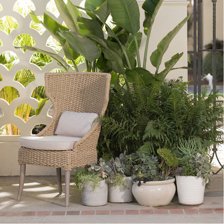 Made Goods Arla Faux Rope Outdoor Dining Chair in Pagua Fabric