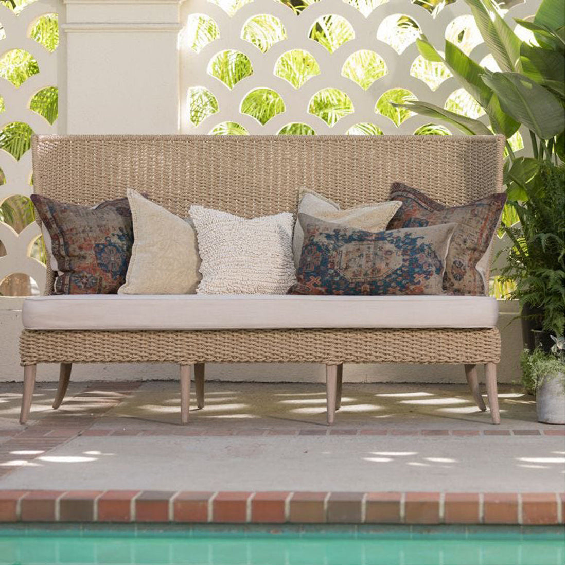 Made Goods Arla Faux Rope Outdoor Sofa in Clyde Fabric