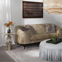 Made Goods Basset Contemporary Cabriole-Style Sofa, Colorado Leather