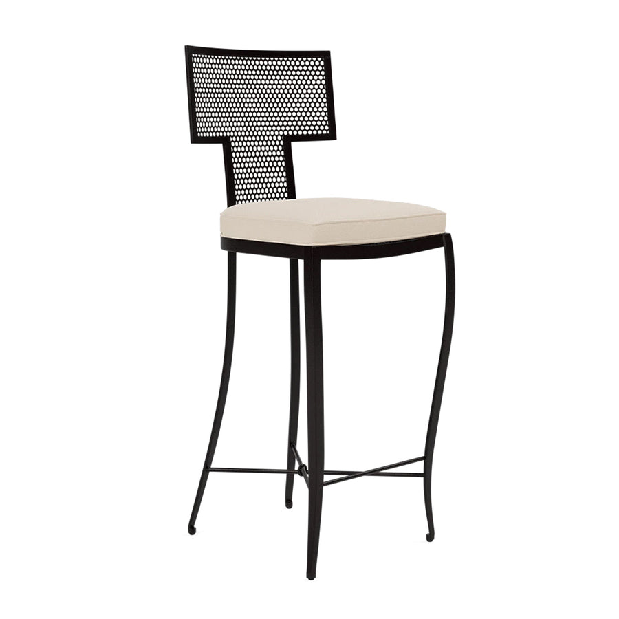 Made Goods Hadley Metal Outdoor Bar Stool in Alsek Fabric