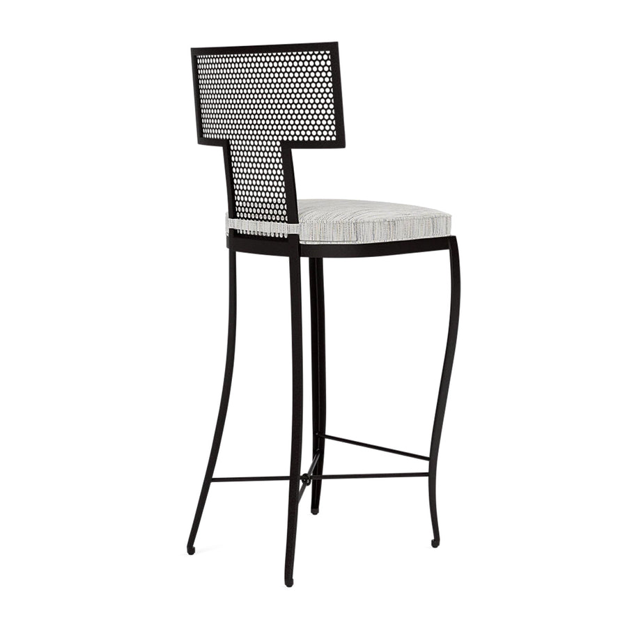 Made Goods Hadley Metal Outdoor Bar Stool in Danube Fabric