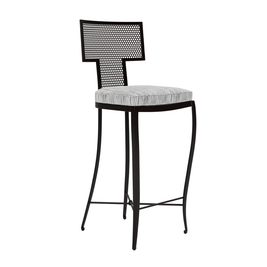 Made Goods Hadley Metal Outdoor Bar Stool in Danube Fabric