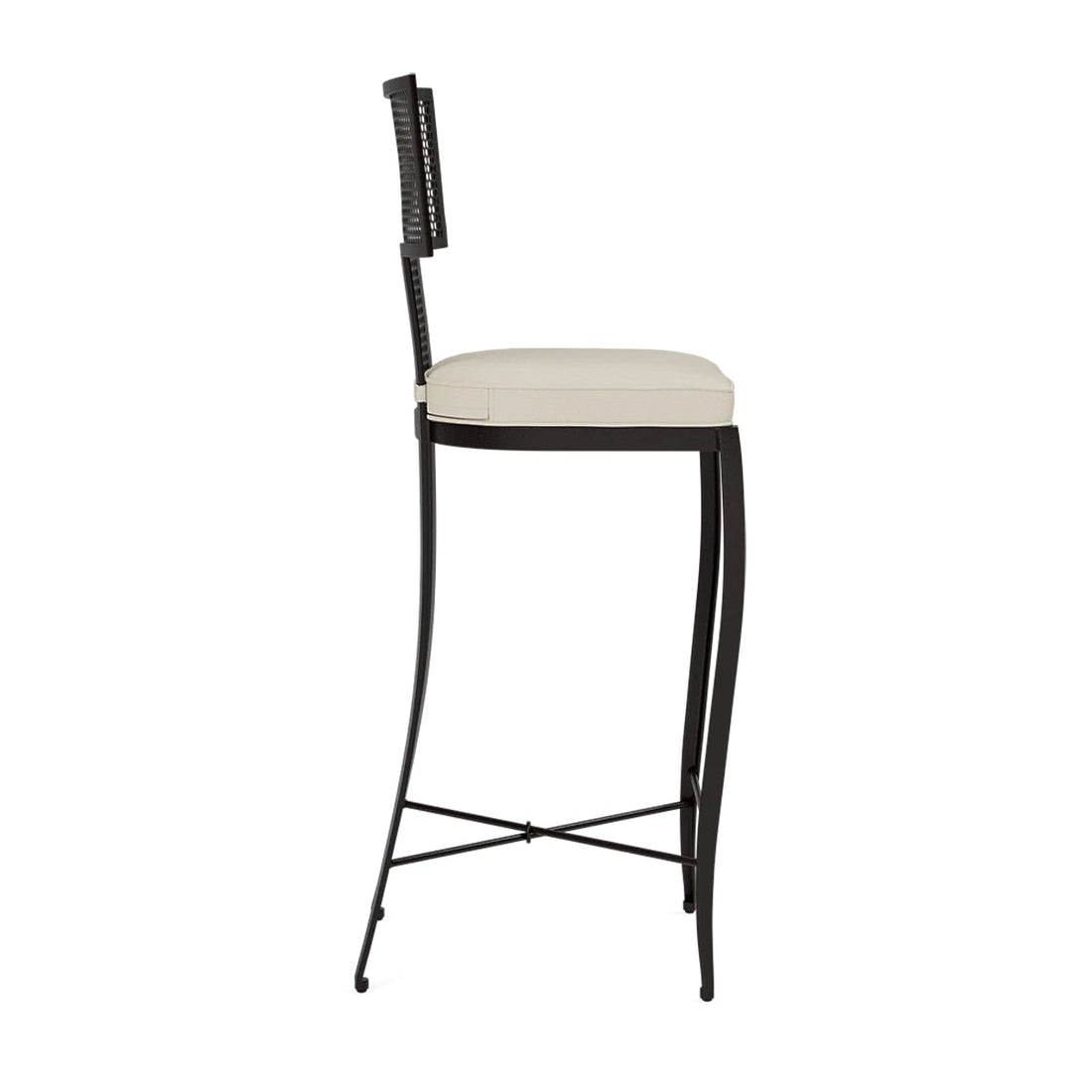 Made Goods Hadley Metal Outdoor Bar Stool in Garonne Marine Leather