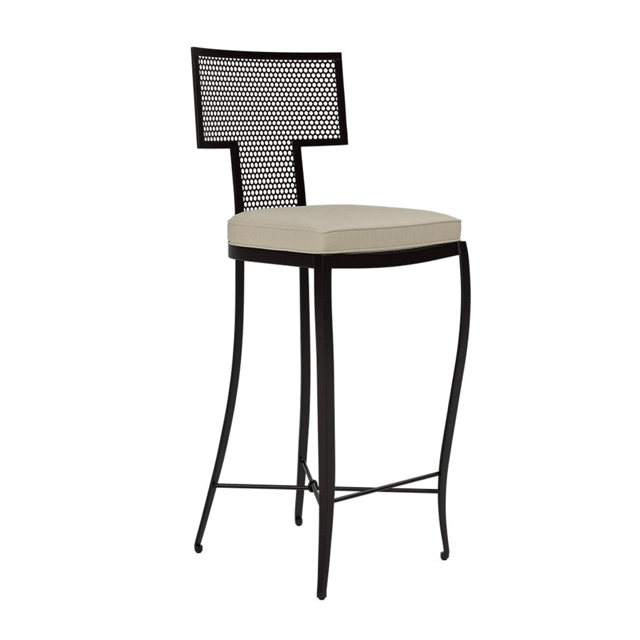 Made Goods Hadley Metal Outdoor Bar Stool in Garonne Marine Leather