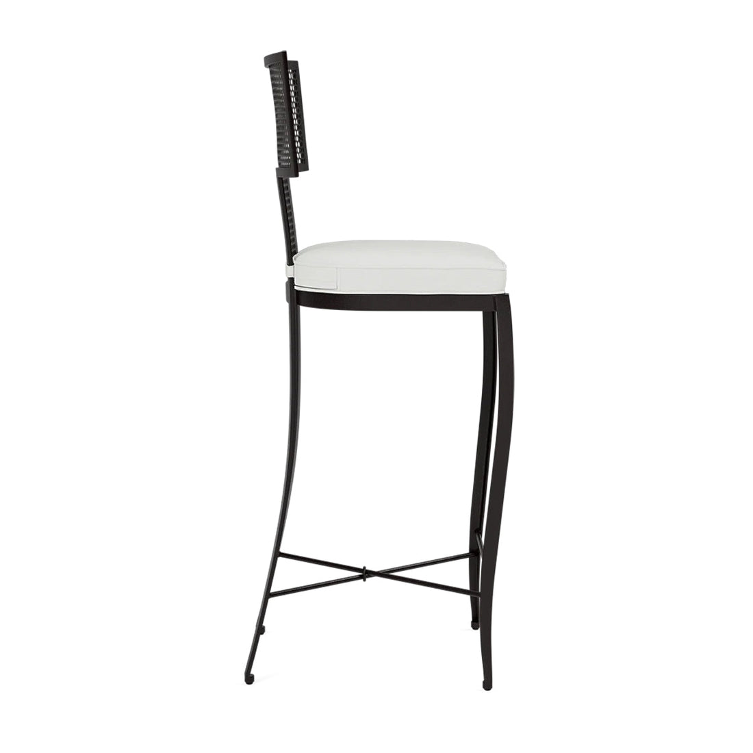 Made Goods Hadley Metal Outdoor Bar Stool in Garonne Marine Leather