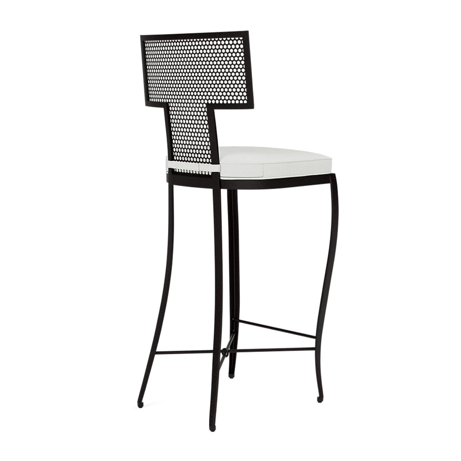 Made Goods Hadley Metal Outdoor Bar Stool in Garonne Marine Leather