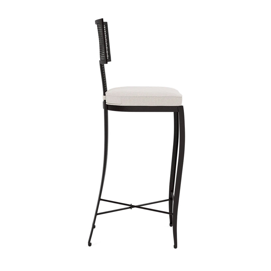 Made Goods Hadley Metal Outdoor Bar Stool in Pagua Fabric