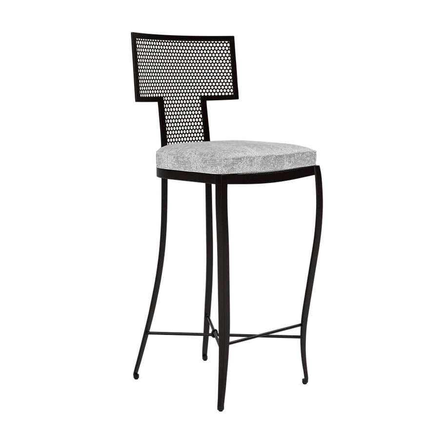 Made Goods Hadley Metal Outdoor Bar Stool in Volta Fabric