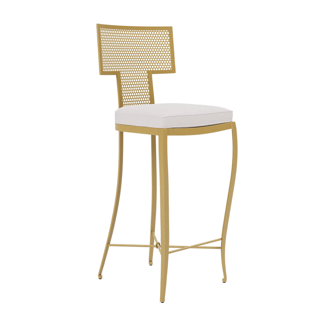 Made Goods Hadley Metal Outdoor Bar Stool in Alsek Fabric