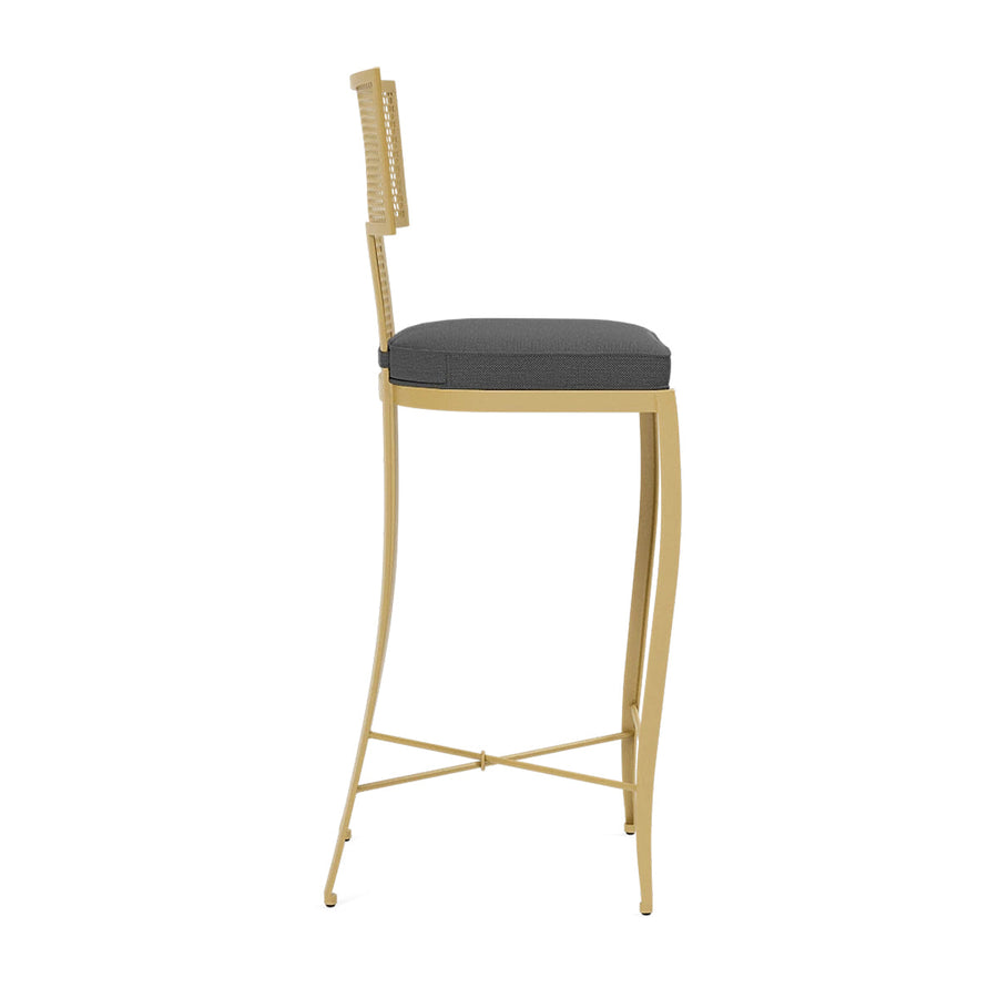 Made Goods Hadley Metal Outdoor Bar Stool in Alsek Fabric