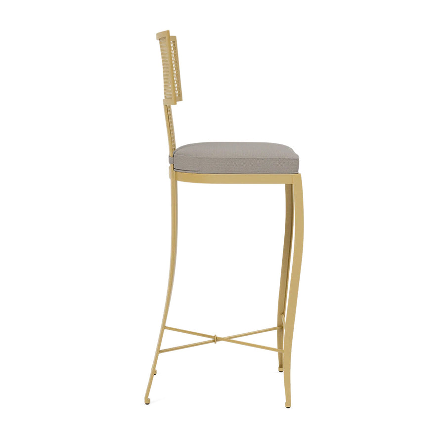 Made Goods Hadley Metal Outdoor Bar Stool in Alsek Fabric