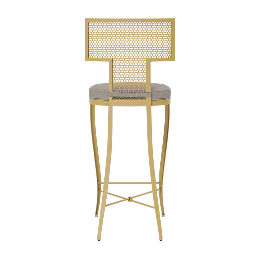 Made Goods Hadley Metal Outdoor Bar Stool in Alsek Fabric