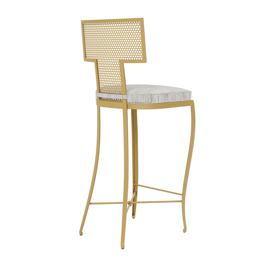 Made Goods Hadley Metal Outdoor Bar Stool in Danube Fabric