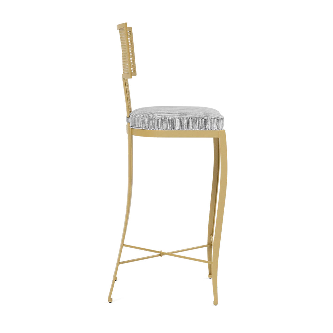 Made Goods Hadley Metal Outdoor Bar Stool in Danube Fabric