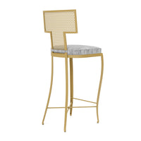 Made Goods Hadley Metal Outdoor Bar Stool in Danube Fabric