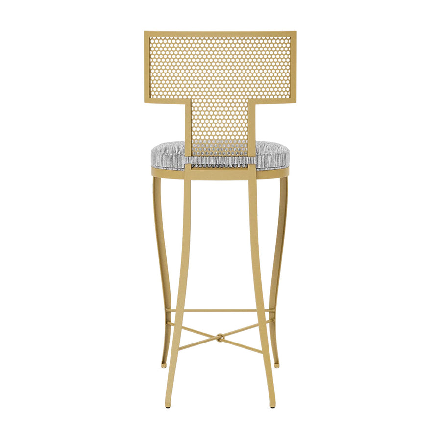 Made Goods Hadley Metal Outdoor Bar Stool in Danube Fabric