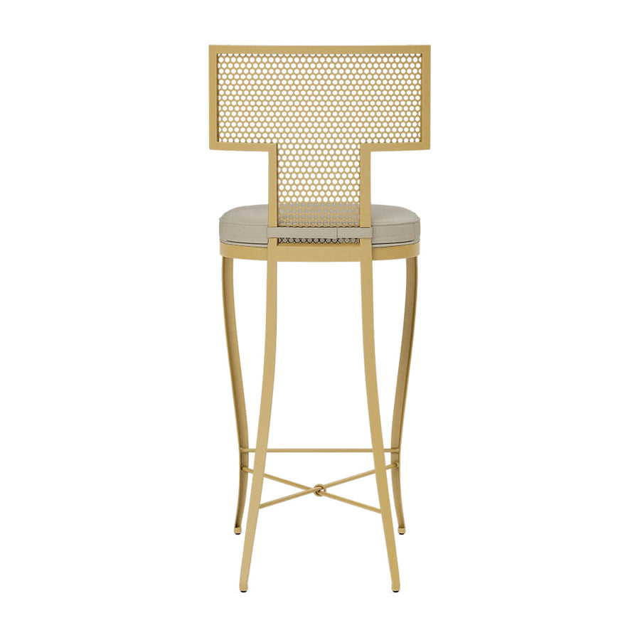 Made Goods Hadley Metal Outdoor Bar Stool in Garonne Marine Leather