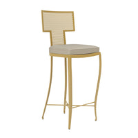 Made Goods Hadley Metal Outdoor Bar Stool in Garonne Marine Leather