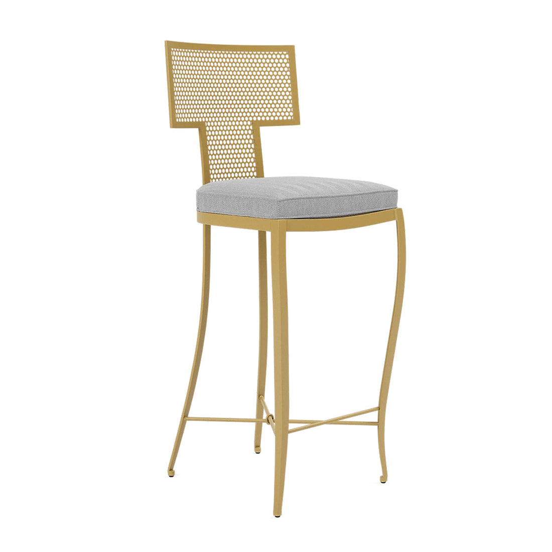 Made Goods Hadley Metal Outdoor Bar Stool in Pagua Fabric