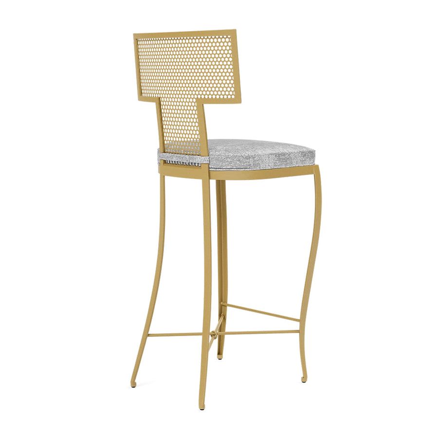 Made Goods Hadley Metal Outdoor Bar Stool in Volta Fabric