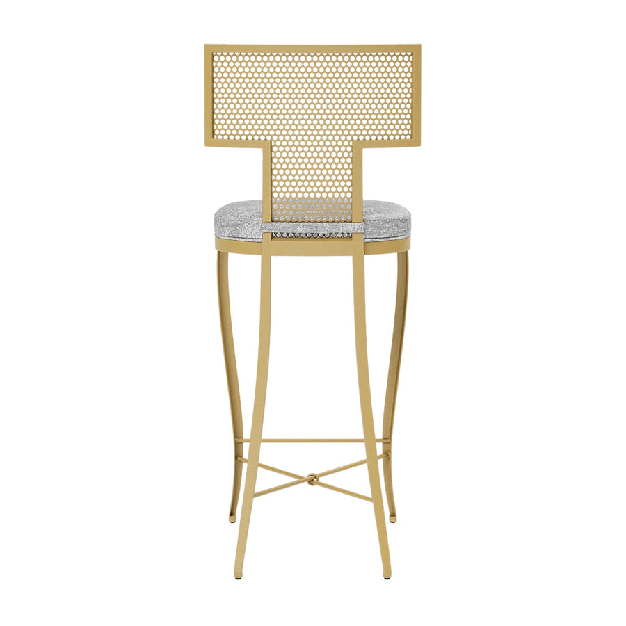 Made Goods Hadley Metal Outdoor Bar Stool in Volta Fabric